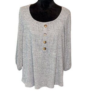 Cozy and Comfy French Laundry Gray Knit Button Front Top Medium fall wardrobe